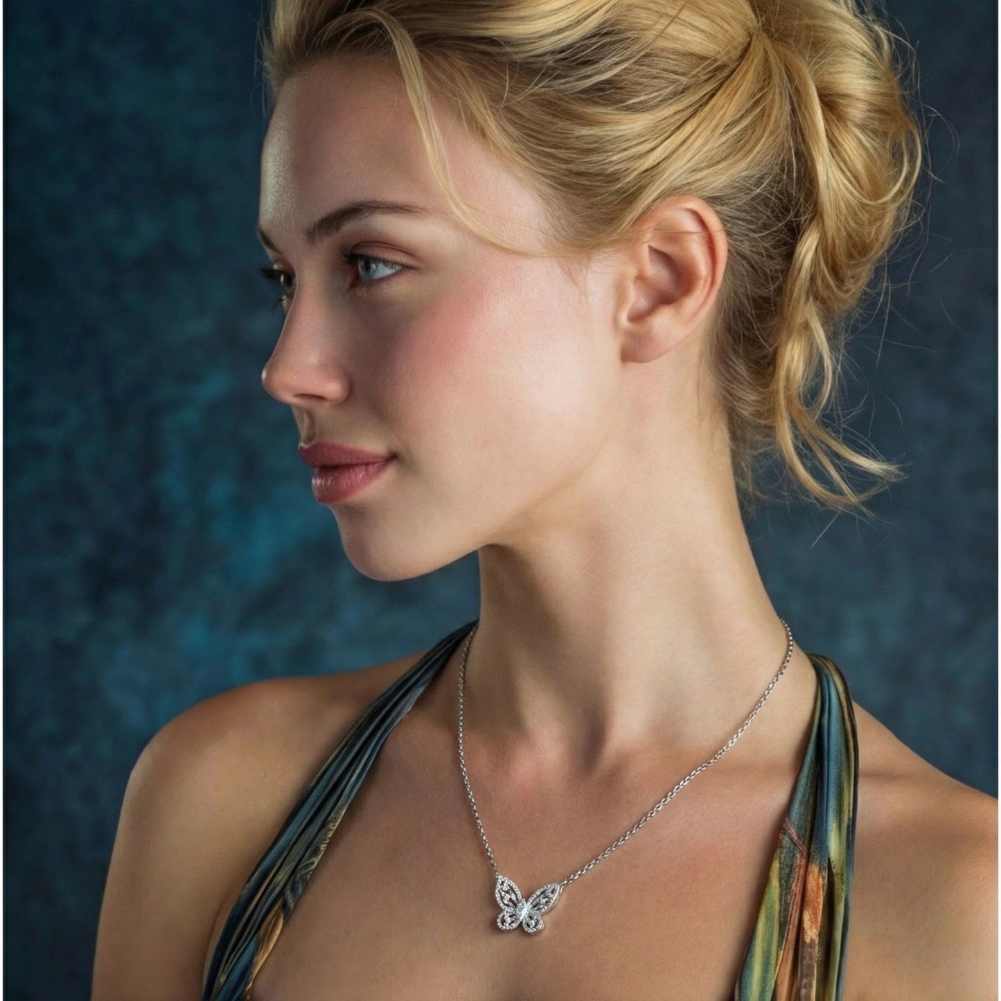 Radiant Butterfly Moissanite Necklace by MUKUN