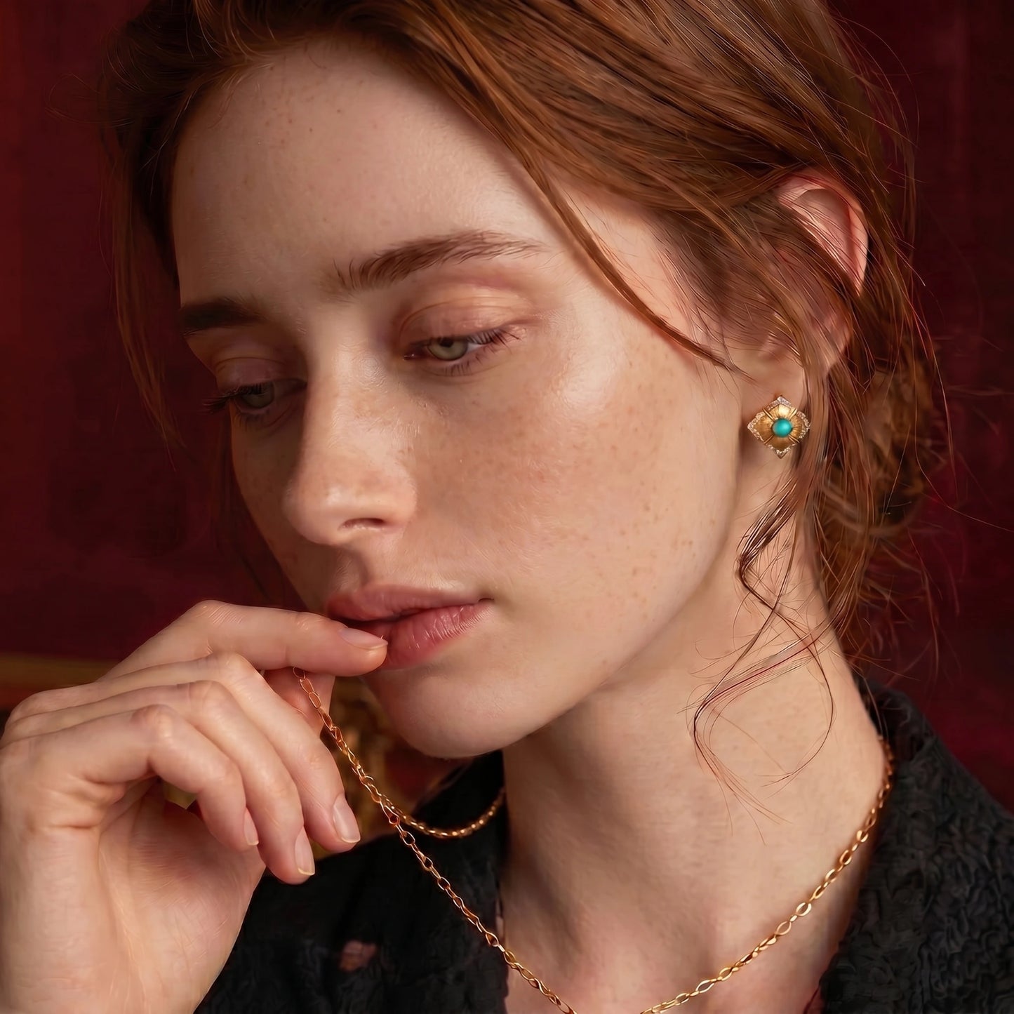 Turquoise Bloom Hoops by MUKUN