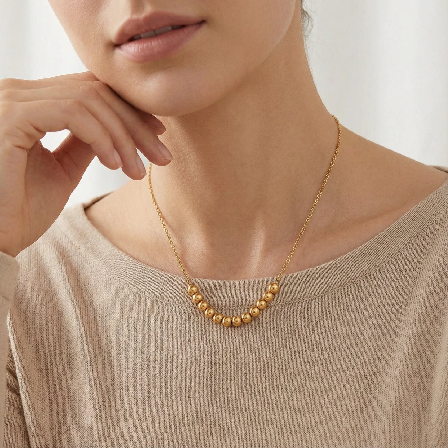 Golden Sphere Necklace by MUKUN