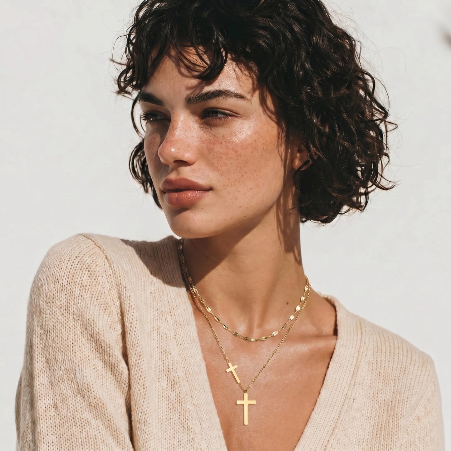 Divine Layers Cross Necklace Set by MUKUN